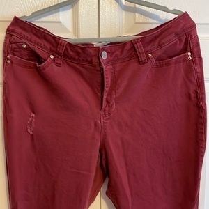 YMI wannabettabutt mid rise maroon skinny Jean